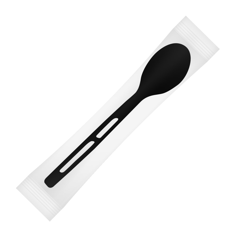 Individually PLA Wrapped 7" Spoon - Black
